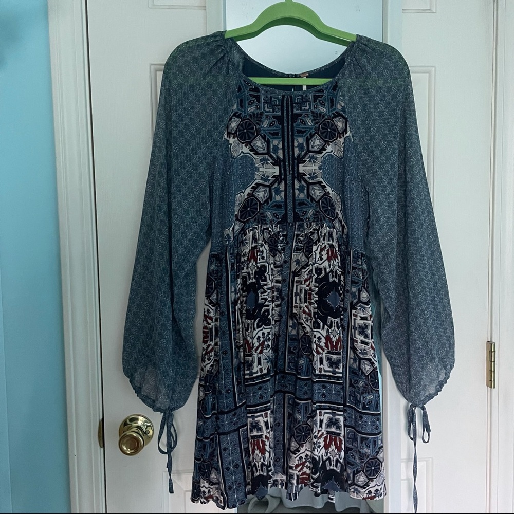 Free People boho dress with balloon sleeves.